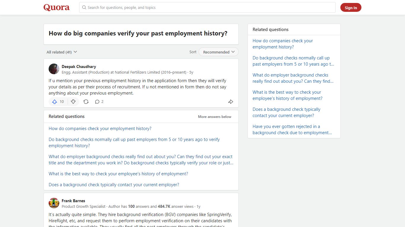 How do big companies verify your past employment history?